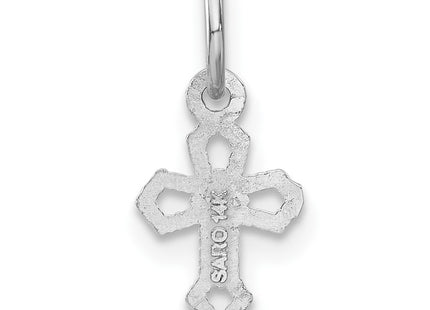 14K white gold cross charm, another view