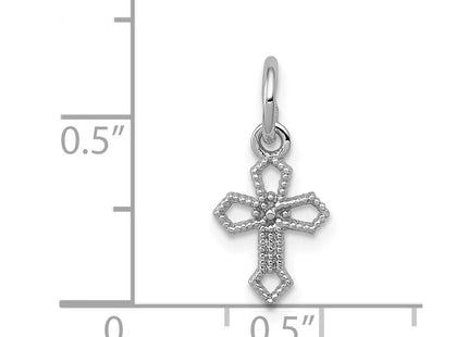 14K white gold cross charm, further view
