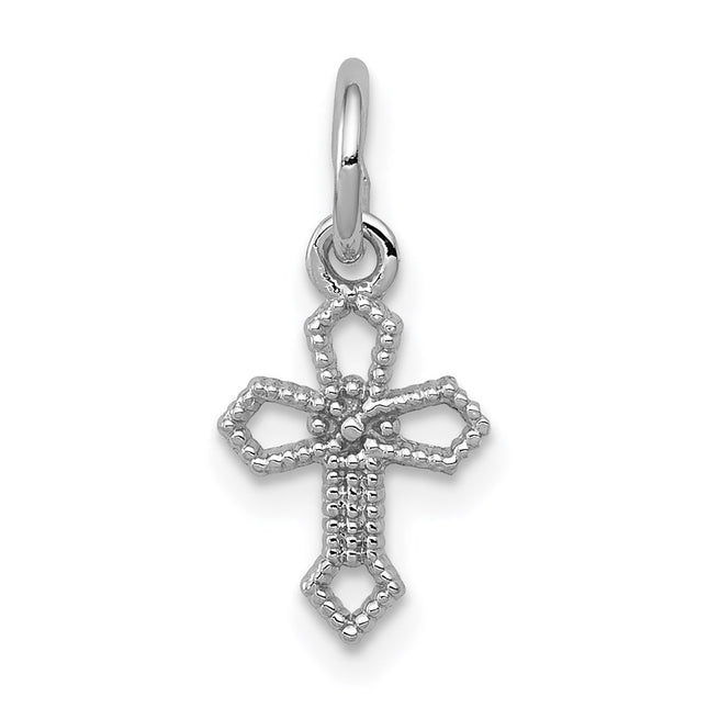 14k White Gold Passion Cross Charm, 16 x 7mm