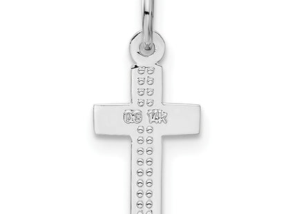 14K white gold cross charm, another view