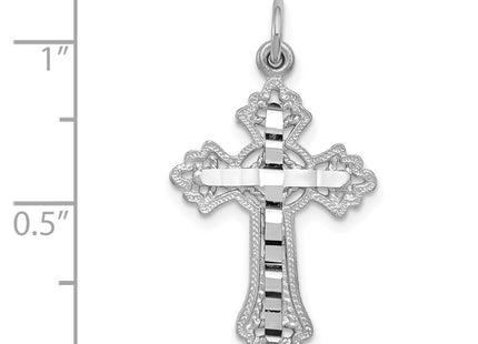 14K white gold cross charm, another view
