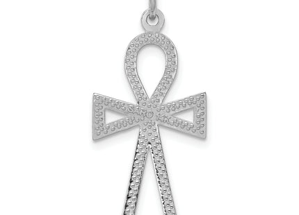 14k White Gold Ankh Cross Pendant, 37 x 14mm