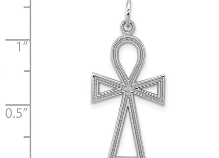 14K white gold cross pendant, another view