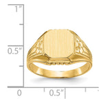 14K 9.0x9.0mm Open Back Floral Signet Ring view