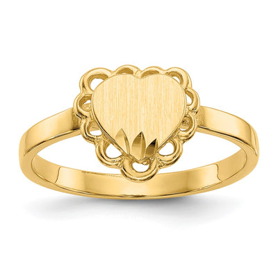 14K gold heart signet ring