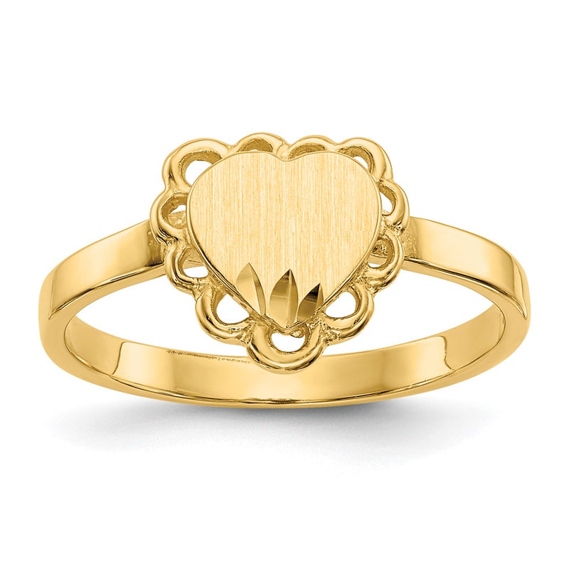 14K gold heart signet ring