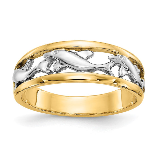 14k Yellow & Rhodium Rings Style CH217 - Classique Jewelry Inc.
