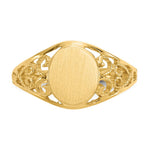 14K 7.5x8.5mm Satin Open Back Filigree Signet Ring view