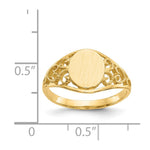 14K 7.5x8.5mm Satin Open Back Filigree Signet Ring view