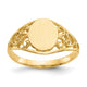 14K 7.5x8.5mm Satin Open Back Filigree Signet Ring