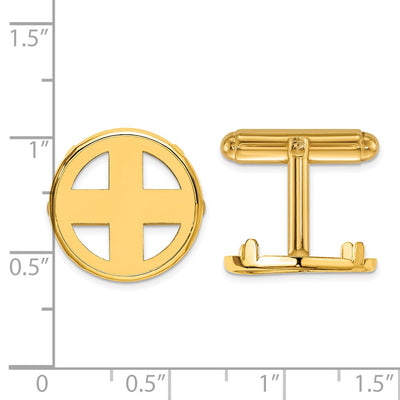 Wideband Distinguished Coin Jewelry 14K Men's Polished Classic Coin Bezel Cuff Links, 18 x 18mm