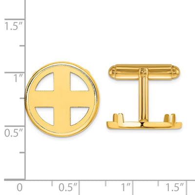 Wideband Distinguished Coin Jewelry 14K Men's Polished Classic Coin Bezel Cuff Links, 19 x 19mm