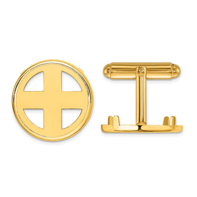 Wideband Distinguished Coin Jewelry 14K Men's Polished Classic Coin Bezel Cuff Links, 19 x 19mm