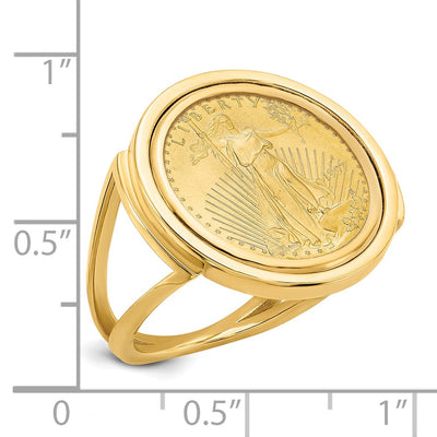 Wideband Distinguished Coin Jewelry 14K Ladies' Polished Mounted 1/10oz American Eagle Coin Bezel Ring