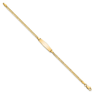 14K Polished Solid Chain/Solid Plate Curb Link Soft Diamond Shape 19.5x5.5mm Plate Baby/Child ID Bracelet