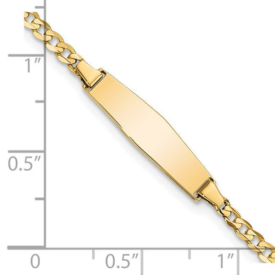14K Polished Solid Chain/Solid Plate Curb Link Soft Diamond Shape 19.5x5.5mm Plate Baby/Child ID Bracelet