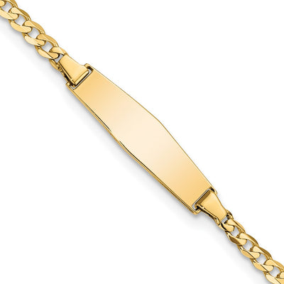 14K Polished Solid Chain/Solid Plate Curb Link Soft Diamond Shape 19.5x5.5mm Plate Baby/Child ID Bracelet
