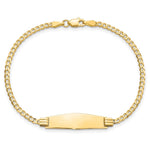 14K Polished Solid Chain/Solid Plate Curb Link Soft Diamond Shape 24.5x7. Plate ID Bracelet, 7 x 7.8mm view