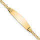 14K Polished Solid Chain/Solid Plate Curb Link Soft Diamond Shape 24.5x7. Plate ID Bracelet, 7 x 7.8mm