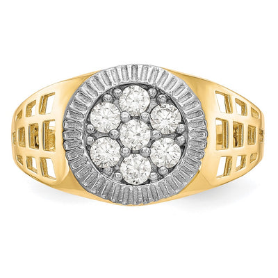 14K w/Rhodium Men's CZ Cluster Ring
