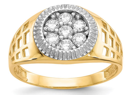 14k Yellow & Rhodium Rings Style CZ1297 - Classique Jewelry Inc.