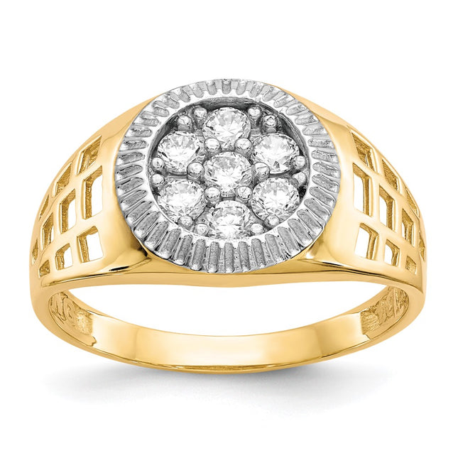 14k Yellow & Rhodium Rings Style CZ1297 - Classique Jewelry Inc.