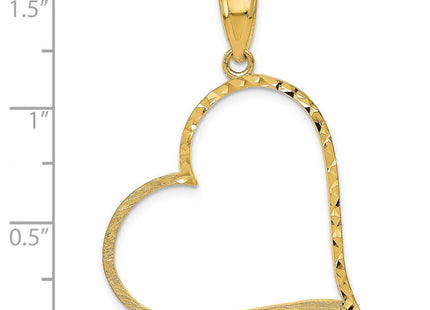 14K Satin Diamond-cut Crooked Heart Pendant (Style D1055)