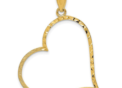 14K Satin Diamond-cut Crooked Heart Pendant (Style D1055)