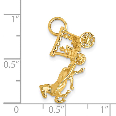 14K Solid Polished 3-Dimensional Horse and Carriage Charm