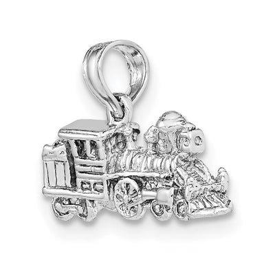 14K White Gold 3-D Miniature Train Charm, 7.25 x 16.2mm