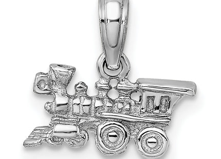 14K White Gold 3-D Miniature Train Charm, 6.25 x 12.1mm
