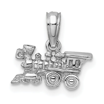 14K White Gold 3-D Miniature Train Charm, 6.25 x 12.1mm