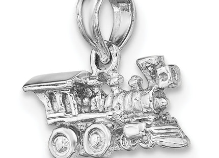 14K White Gold 3-D Miniature Train Charm, 6.25 x 12.1mm