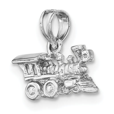 14K White Gold 3-D Miniature Train Charm, 6.25 x 12.1mm