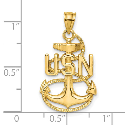 14K United States Navy USN Anchor Pendant