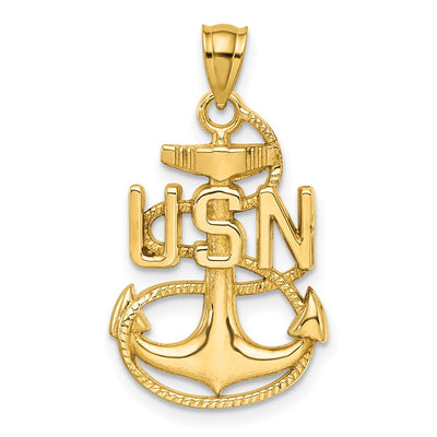 14K gold anchor pendant