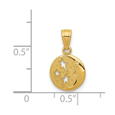 14K Moon and Stars Pendant