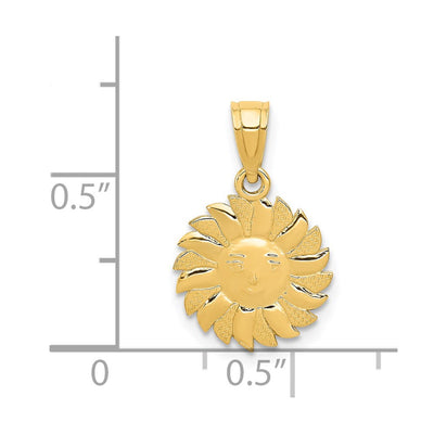 14K Polished Sun with Face Pendant