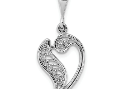 14KW White Gold Solid Polished Script Filigree Letter Initial Pendant