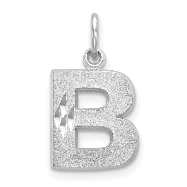 14K white gold initial charm, additional view