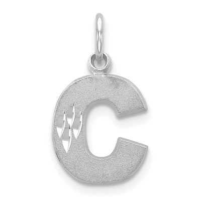 14KW Satin Diamond-cut Letter Initial Charm