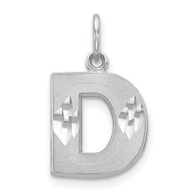 14KW Satin Diamond-cut Letter Initial Charm