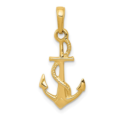 14K gold anchor pendant