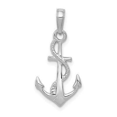14K white gold anchor pendant