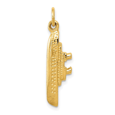 14K Solid Polished 3-D Cruise Ship Charm