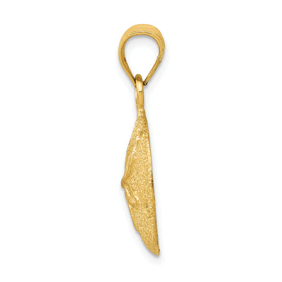 14K Solid Polished Laser-Cut Sand Dollar Pendant, 25 x 16mm