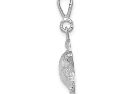 14k White Gold Solid Polished Open-Backed Sea Turtle Pendant (Style D1406)