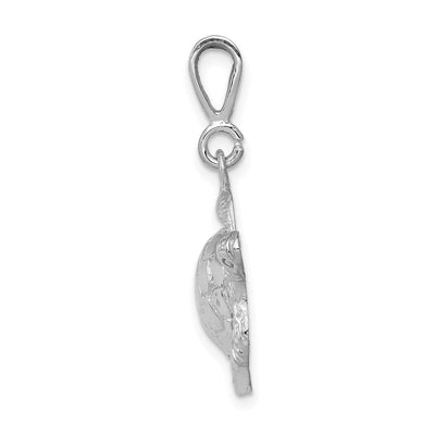 14K White Gold Solid Polished Open-Backed Sea Turtle Pendant, 27.5 x 21.5mm