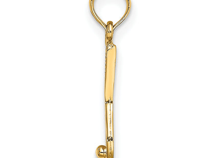 14K Solid Polished 3-D Tennis Racquet Charm, 13.4 x 5.1mm