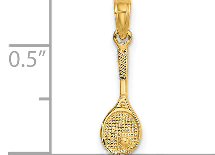14K Solid Polished 3-D Tennis Racquet Charm, 13.4 x 5.1mm
